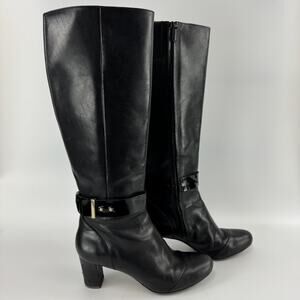 Cole Haan Miriam Black Leather Tall Riding Boots Women's Size 7.5 B